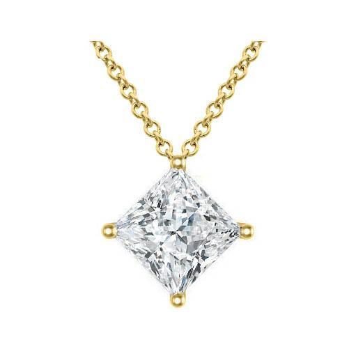 Certified Princess Diamond Pendant in Kite Setting Solitaire Necklaces deBebians 