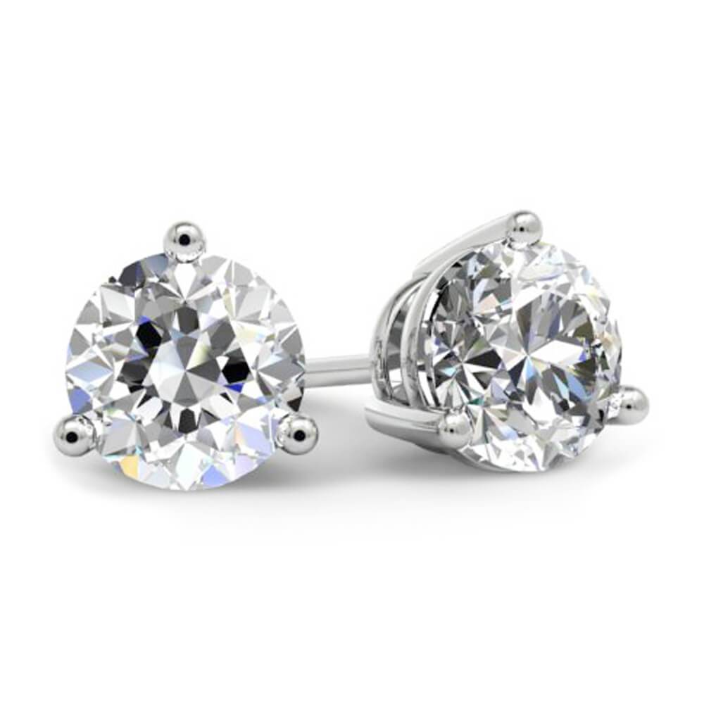 1.50cttw GIA Certified Diamond Stud Earrings Diamond Stud Earrings deBebians 14k White Gold 3 Prong 