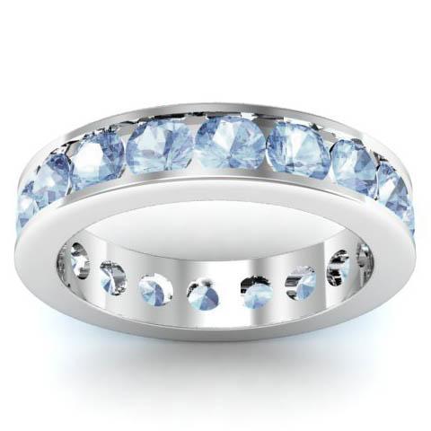 Channel Set Aquamarine Eternity Band Gemstone Eternity Rings deBebians 