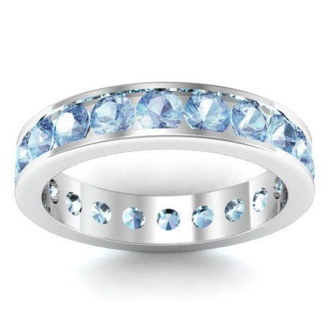Channel Set Aquamarine Eternity Ring Gemstone Eternity Rings deBebians 