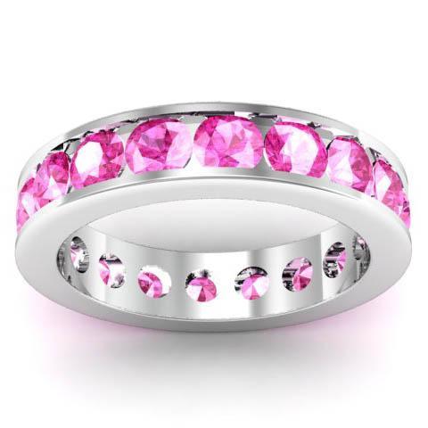 Channel Set Pink Sapphire Eternity Band Gemstone Eternity Rings deBebians 