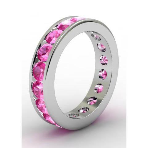 Channel Set Pink Sapphire Eternity Band Gemstone Eternity Rings deBebians 