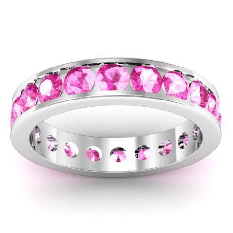 Channel Set Pink Sapphire Eternity Ring Gemstone Eternity Rings deBebians 