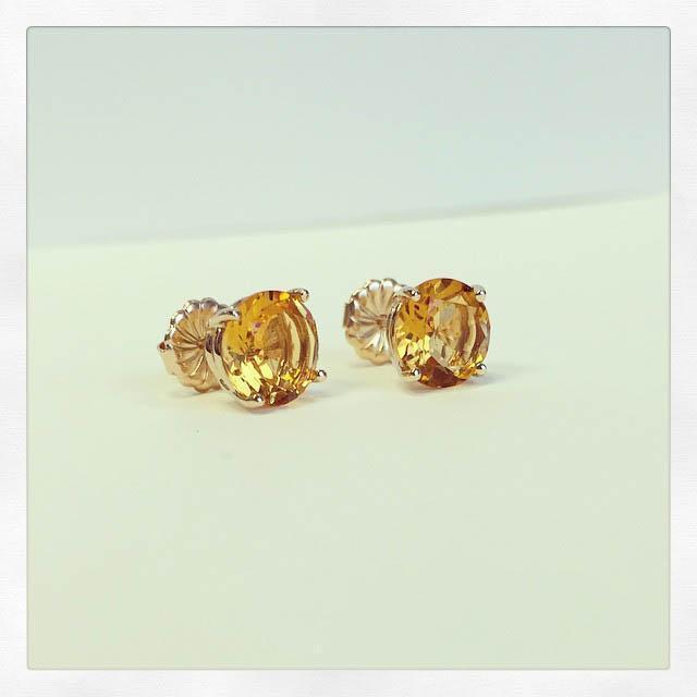 Citrine Stud Earrings Gemstone Stud Earrings deBebians 