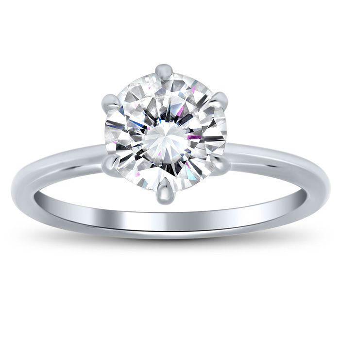 6 Prong Round Moissanite Solitaire Engagement Ring Moissanite Engagement Rings deBebians 