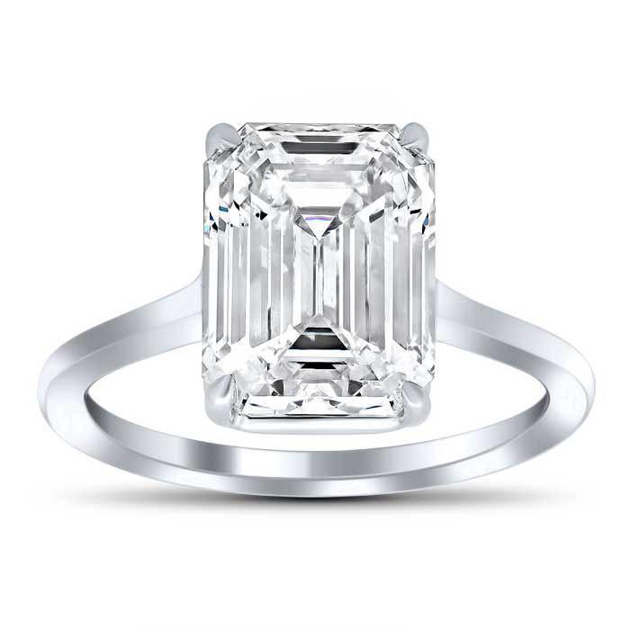 Emerald Cut Forever One Moissanite Solitaire Ring Moissanite Engagement Rings deBebians 