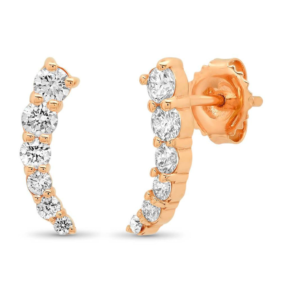 14k Gold Crawler Diamond Earrings Earrings deBebians 