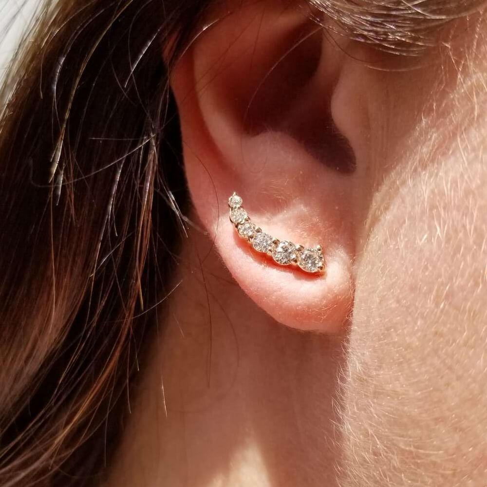 14k Gold Diamond Crawler Earrings deBebians
