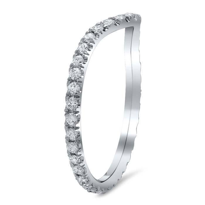 Curved Pave Diamond Eternity Band - 0.55 cttw Diamond Wedding Rings deBebians 