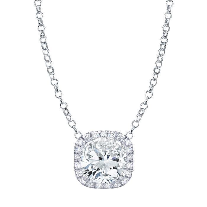 Cushion Diamond Halo Pendant Diamond Necklaces deBebians 