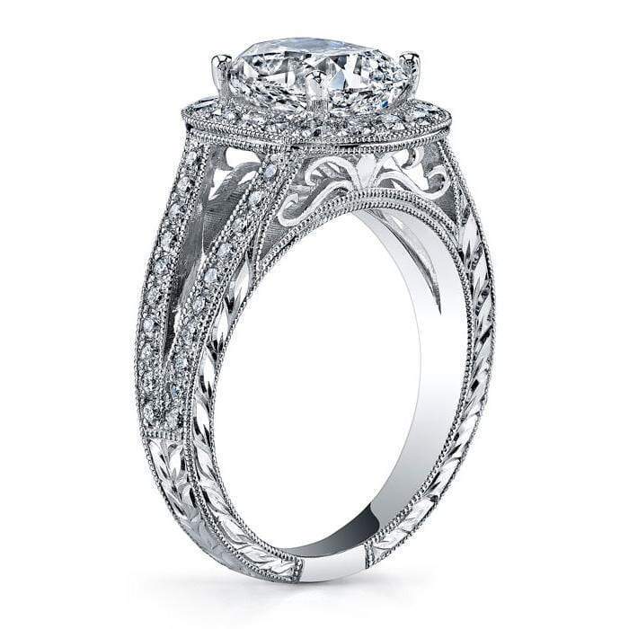 Cushion Halo Engagement Ring with Split Shank Halo Engagement Rings deBebians 