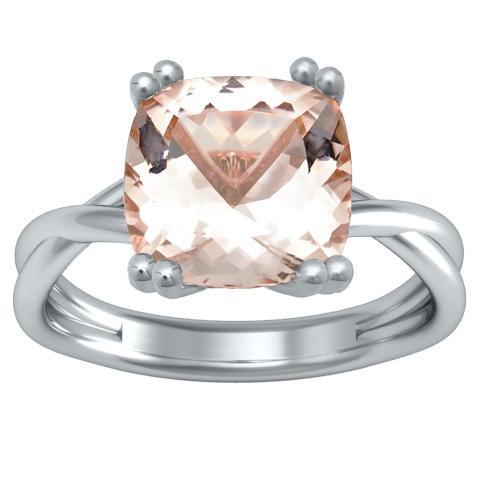 Cushion Morganite Solitaire with Twisted Rose Gold Band Solitaire Engagement Rings deBebians 