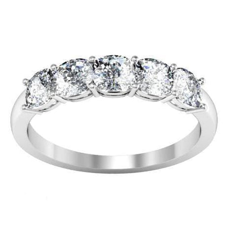 1.50cttw Shared Prong Cushion Cut Diamond Five Stone Ring Five Stone Rings deBebians 