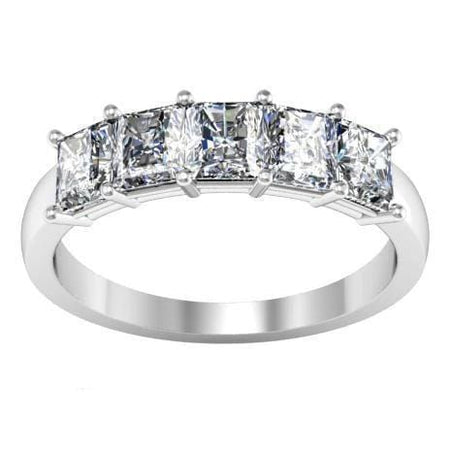 1.50cttw Shared Prong Radiant Cut Diamond Five Stone Ring Five Stone Rings deBebians 