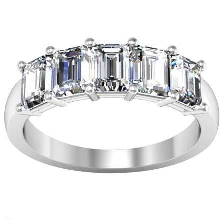 2.00cttw Shared Prong Emerald Cut Diamond Five Stone Ring Five Stone Rings deBebians 