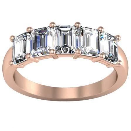 2.00cttw Shared Prong Emerald Cut Diamond Five Stone Ring Five Stone Rings deBebians 