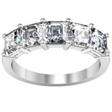 2.00cttw Shared Prong Asscher Diamond Five Stone Ring Five Stone Rings deBebians 