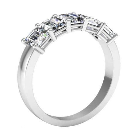 2.00cttw Shared Prong Emerald Cut Diamond Five Stone Ring Five Stone Rings deBebians 