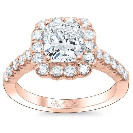 Diamond Accented Cushion Halo Engagement Ring Halo Engagement Rings deBebians 