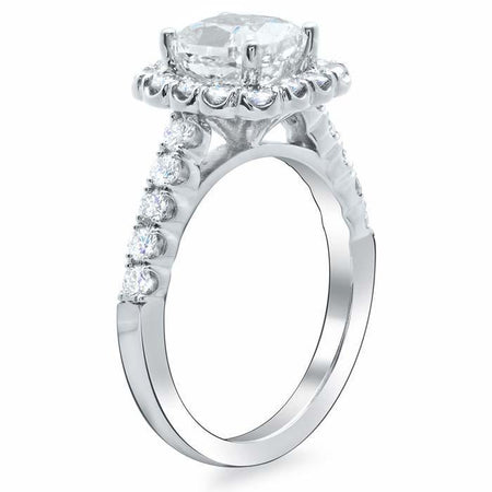 Diamond Accented Cushion Halo Engagement Ring Halo Engagement Rings deBebians 