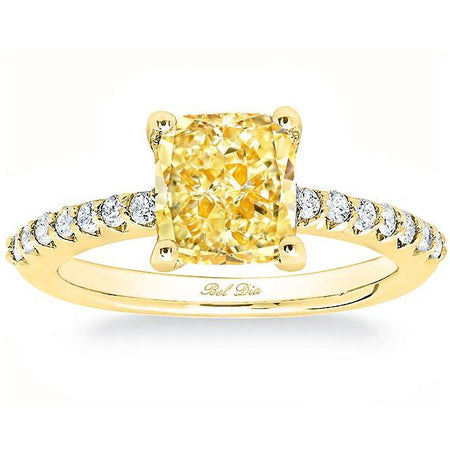 Diamond Accented Yellow Diamond Engagement Ring Yellow Diamond Engagement Rings deBebians 