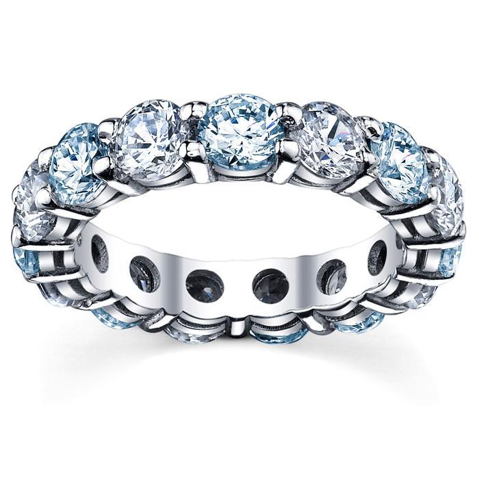 Diamond and Aquamarine Birthstone Eternity Band Gemstone Eternity Rings deBebians 