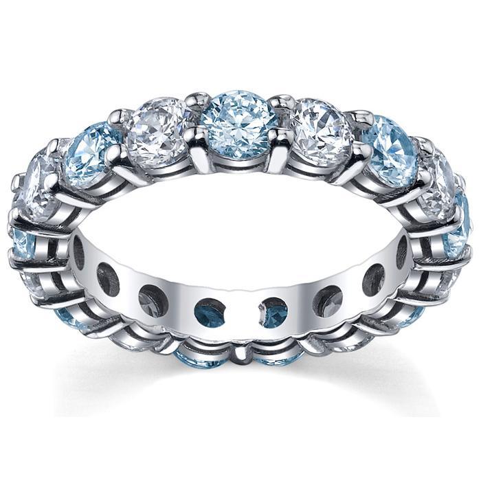Diamond and Aquamarine Wedding Ring Gemstone Eternity Rings deBebians 