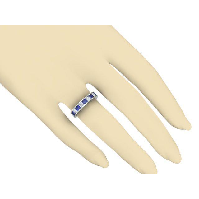 3.50cttw Channel Set Eternity Band with Princess Sapphires and