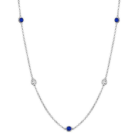 Gemstones by the Inch Necklace with Blue Sapphire Gemstone Station Necklaces deBebians 