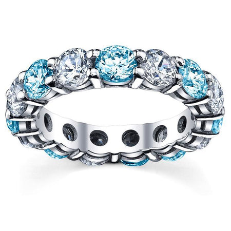 Diamond and Blue Topaz Wedding Band Gemstone Eternity Rings deBebians 