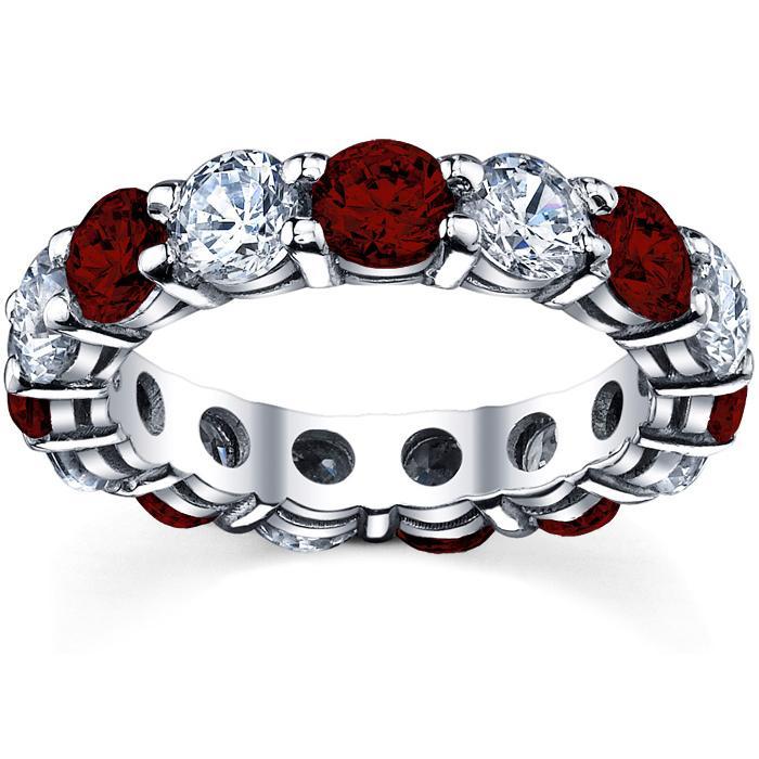 Diamond and Garnet Birthstone Band Gemstone Eternity Rings deBebians 