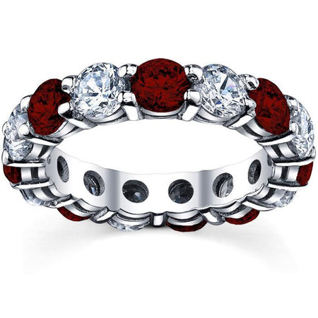 Diamond and Garnet Birthstone Band Gemstone Eternity Rings deBebians 