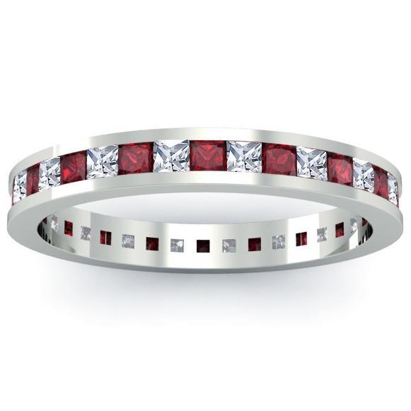 Diamond and Garnet Eternity Band Gemstone Eternity Rings deBebians 