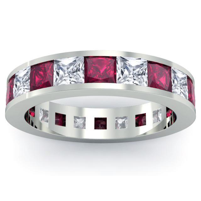 Diamond and Garnet Eternity Wedding Band Gemstone Eternity Rings deBebians 