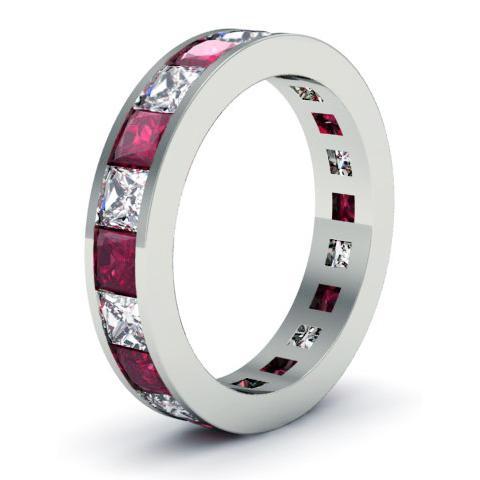 Diamond and Garnet Eternity Wedding Band Gemstone Eternity Rings deBebians 