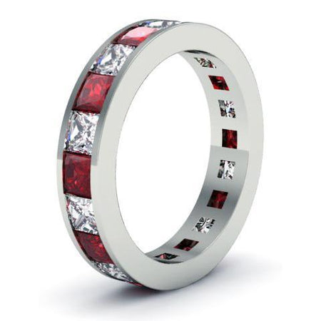 Diamond and Garnet Eternity Wedding Band Gemstone Eternity Rings deBebians 