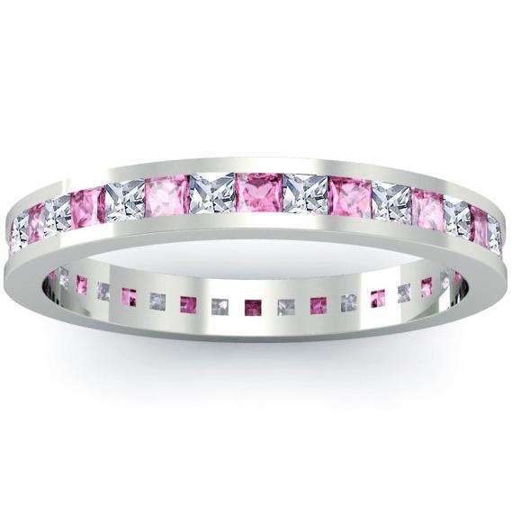 Diamond and Pink Sapphire Eternity Band Gemstone Eternity Rings deBebians 
