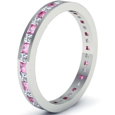 Diamond and Pink Sapphire Eternity Band Gemstone Eternity Rings deBebians 