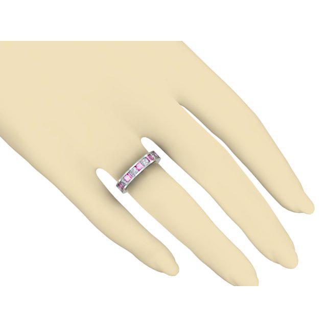 Diamond and Pink Sapphire Gemstone Eternity Wedding Ring Gemstone Eternity Rings deBebians 