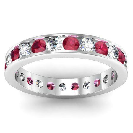 Diamond and Ruby Eternity Band in Channel Setting Gemstone Eternity Rings deBebians 