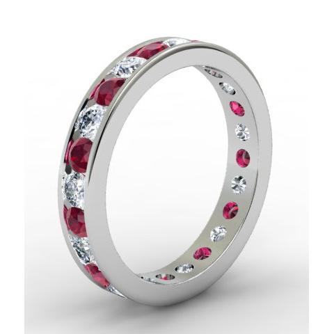 Diamond and Ruby Eternity Band in Channel Setting Gemstone Eternity Rings deBebians 