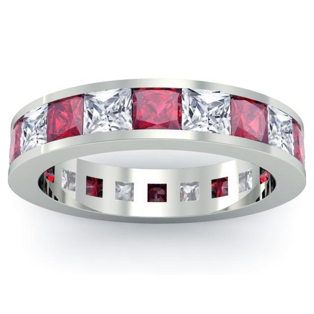 Diamond and Ruby Eternity Wedding Band Gemstone Eternity Rings deBebians 