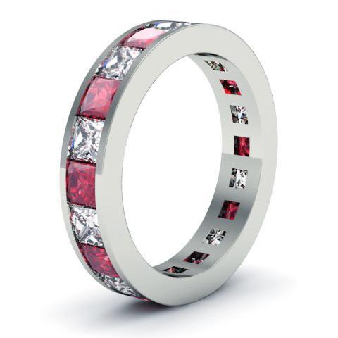 Diamond and Ruby Eternity Wedding Band Gemstone Eternity Rings deBebians 