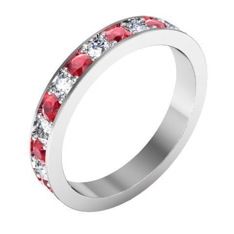 Diamond and Ruby Pave Eternity Ring (1.30 cttw) Gemstone Eternity Rings deBebians 