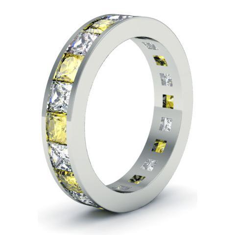 Diamond and Yellow Sapphire Eternity Wedding Band Gemstone Eternity Rings deBebians 