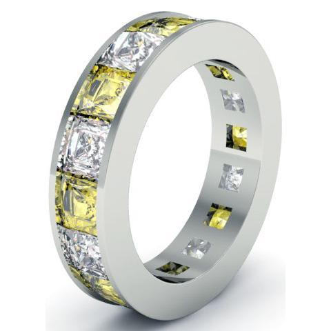 Diamond and Yellow Sapphire Gemstone Eternity Band Gemstone Eternity Rings deBebians 
