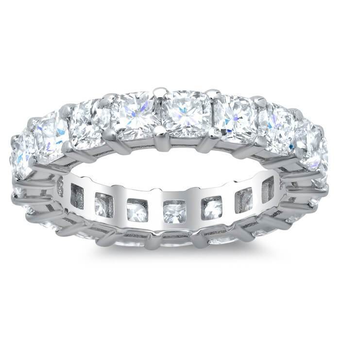 Cushion Cut Shared Prong Diamond Eternity Band - 4.00 carat - SI Clarity Diamond Eternity Rings deBebians 