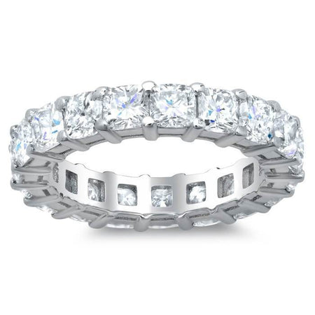 Cushion Cut Shared Prong Diamond Eternity Band - 4.00 carat - SI Clarity Diamond Eternity Rings deBebians 