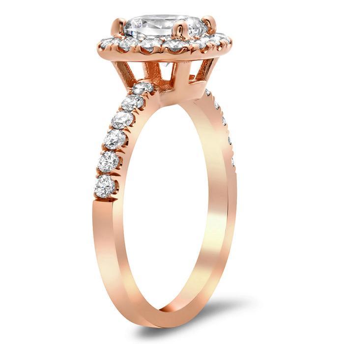 Diamond Halo Rose Gold Engagement Ring Halo Engagement Rings deBebians 