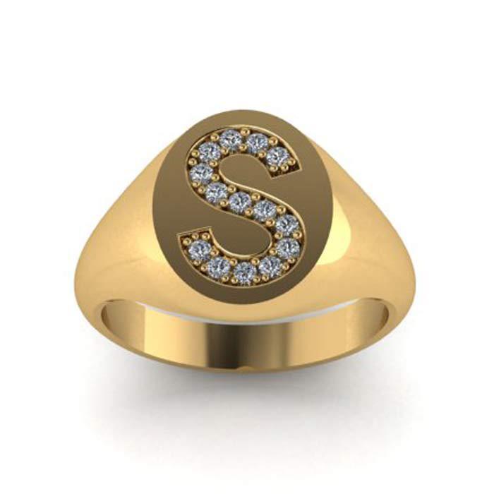 Diamond Initial Signet Ring Signet Rings deBebians 